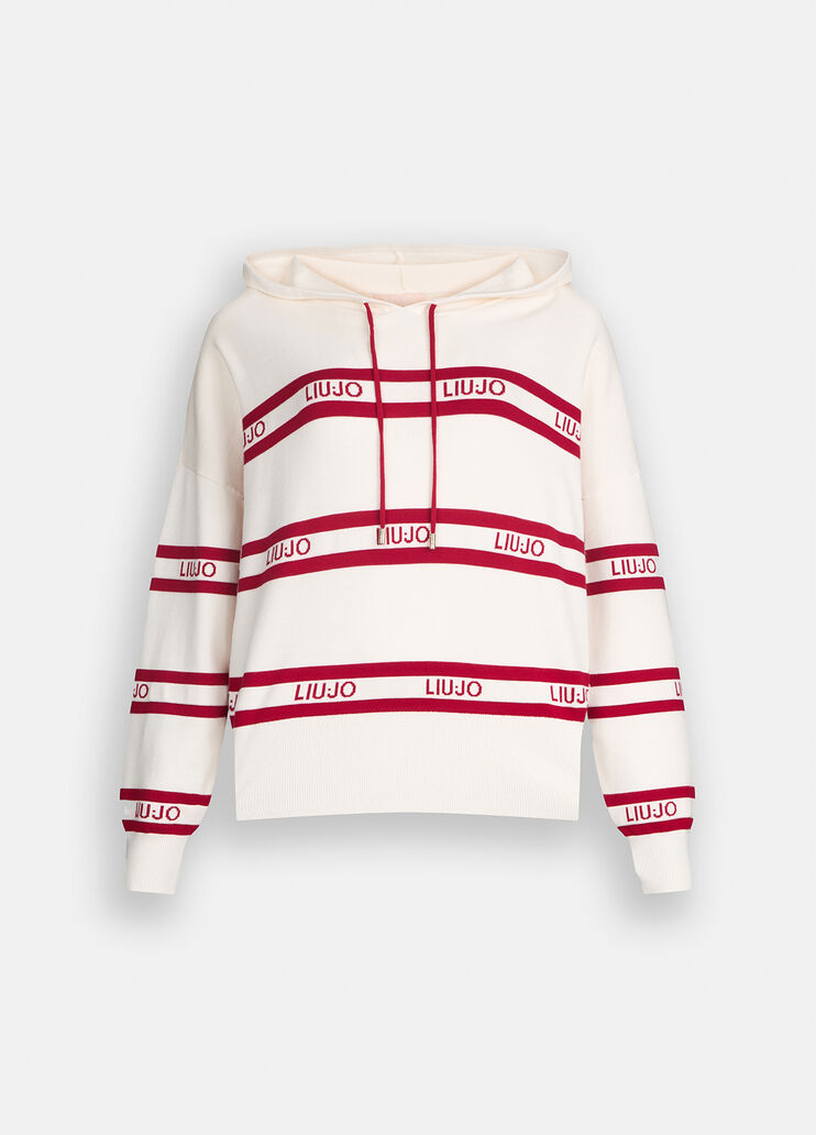 Knit sweatshirt white Liu Jo - large image number 6 Knit sweatshirt white Liu Jo - large image number 6