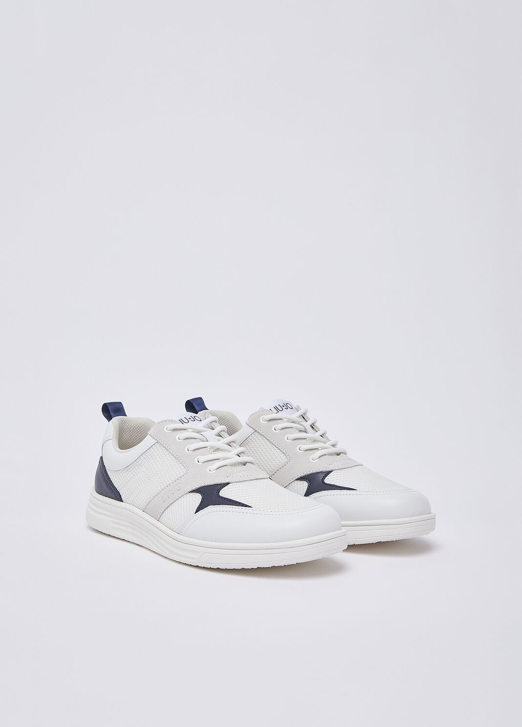 Sneakers en cuir et mesh blanc et bleu Liu Jo - large image number 2