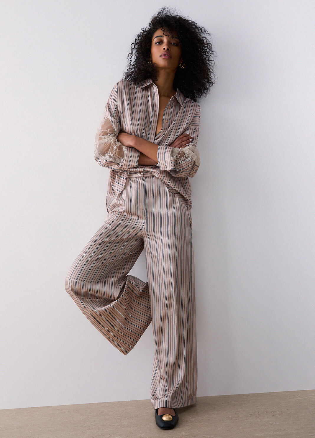 Striped palazzo trousers beige Liu Jo - large image number 2