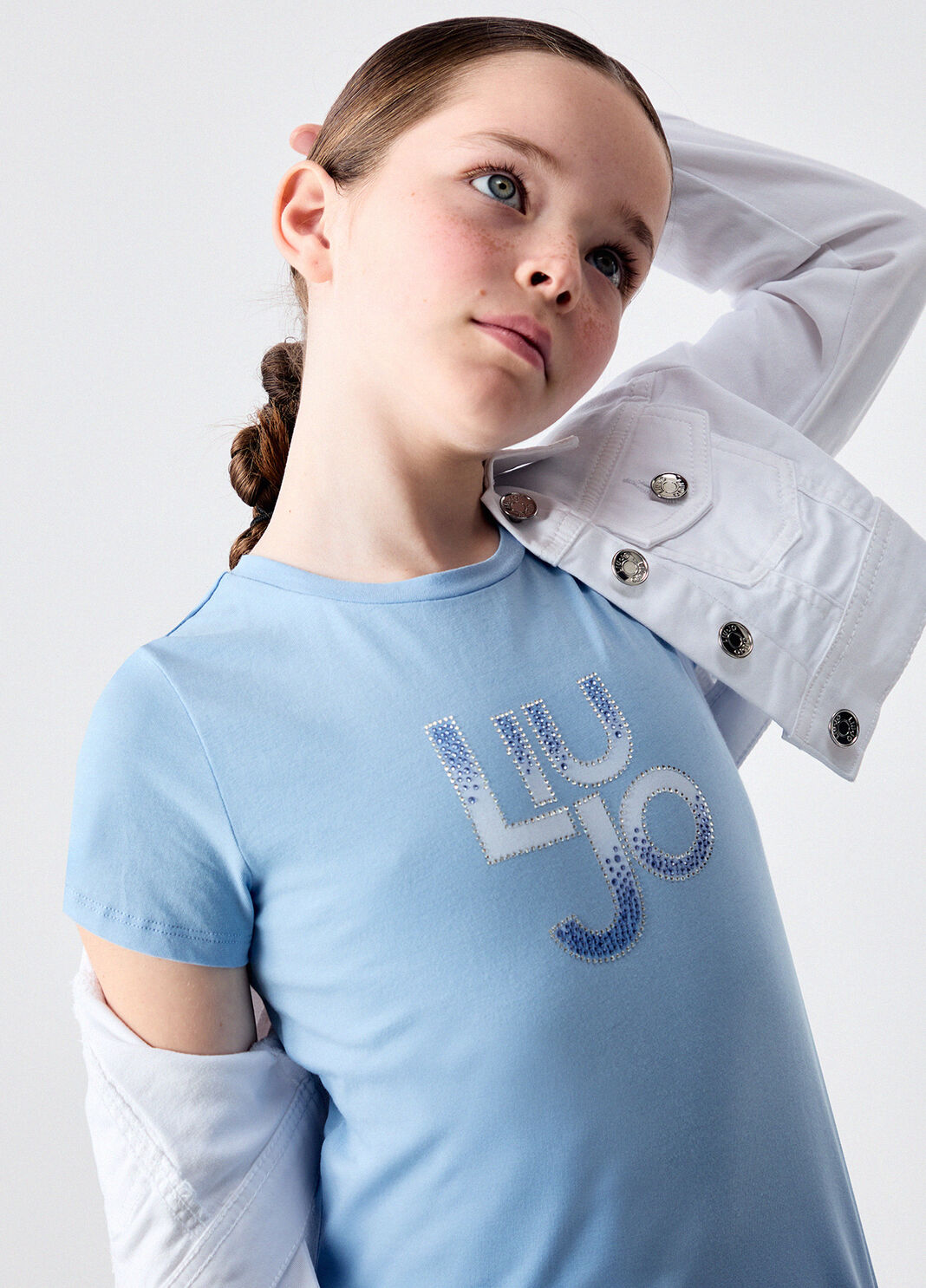 T-shirt con logo e strass azzurro Liu Jo - large image number 0