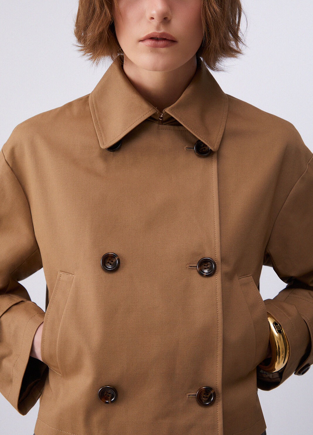 Short gabardine trench coat brown Liu Jo - large image number 4