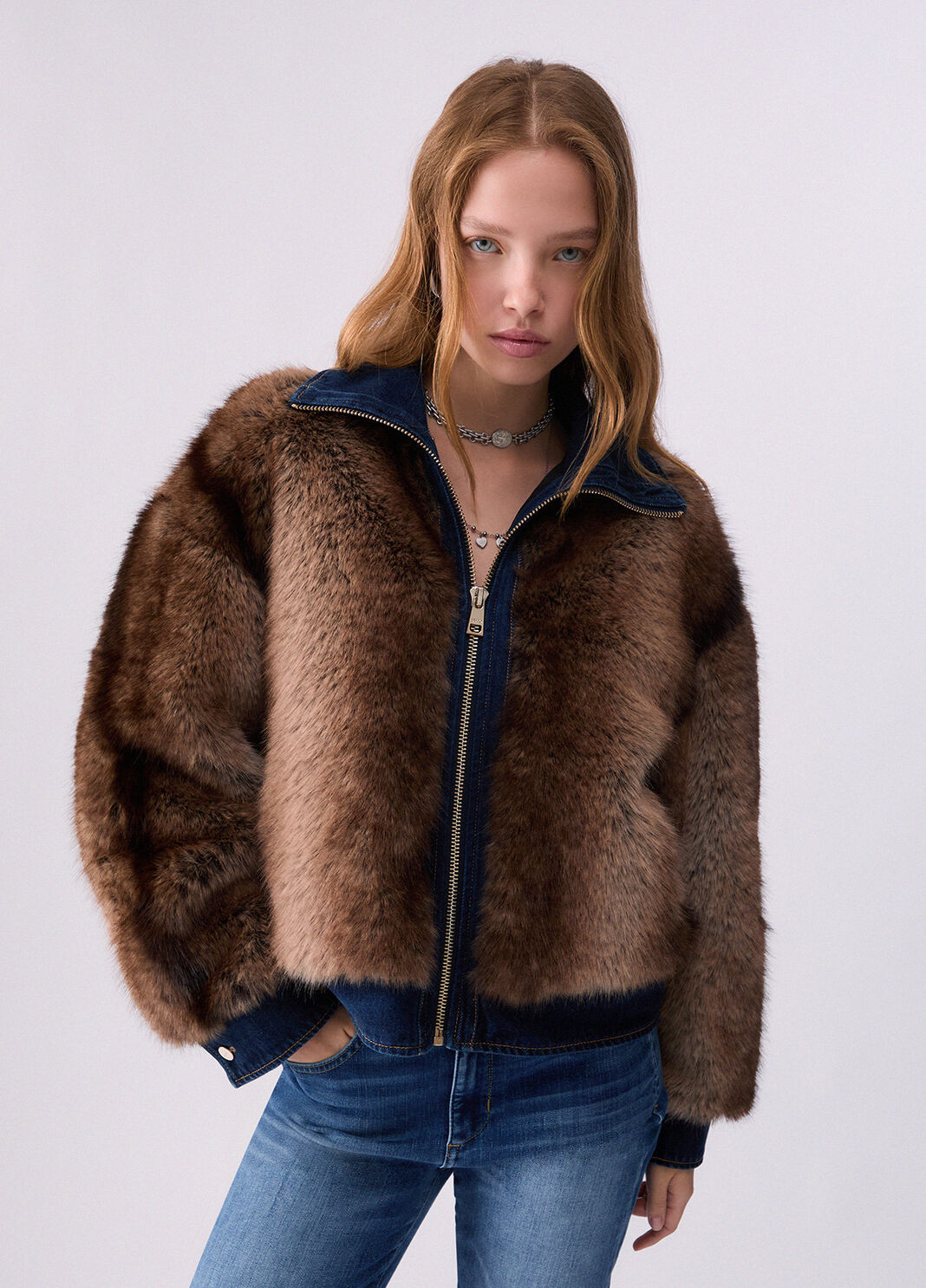 Faux Fur Jacket beige Liu Jo - large image number 0