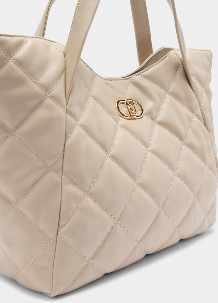 Sac fourre-tout grand format matelassé beige Liu Jo - large image number 5