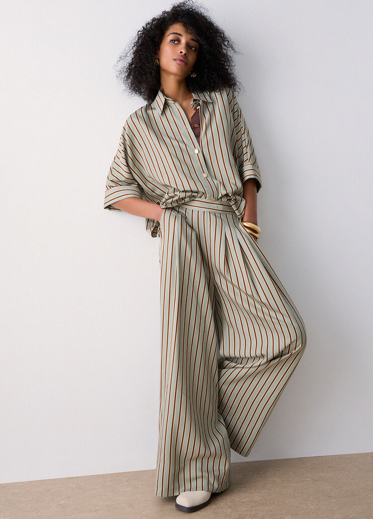 Hose aus gestreiftem Rayon gr&uuml;n gestreift Liu Jo - medium