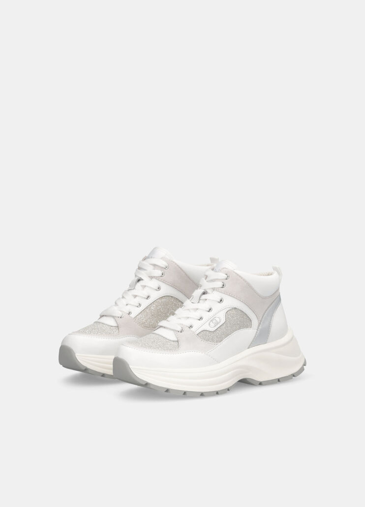 Glittery mesh mid-top sneakers white Liu Jo - large image number 2 Glittery mesh mid-top sneakers white Liu Jo - large image number 2