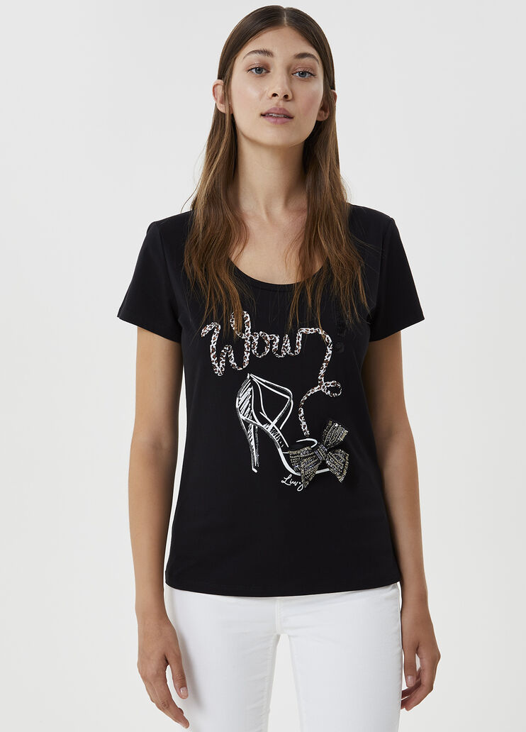 T-shirt with print and appliqués Black Liu Jo - large image number 0