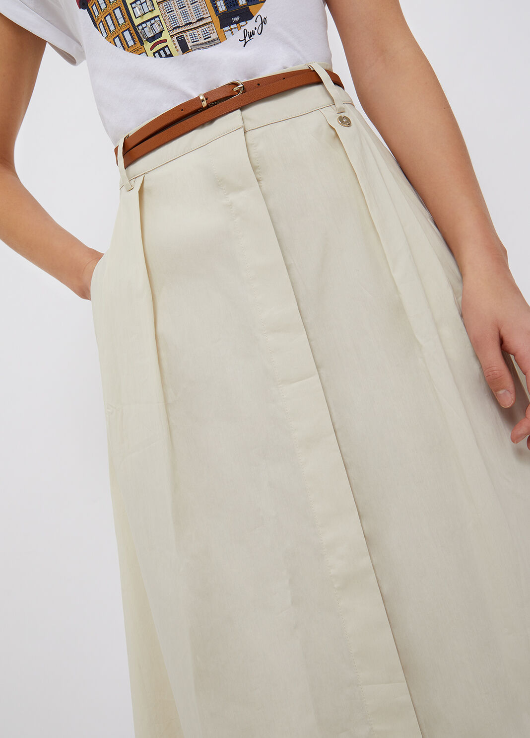 Экологичная юбка с ремнём сливочно-белый Liu Jo - large image number 2