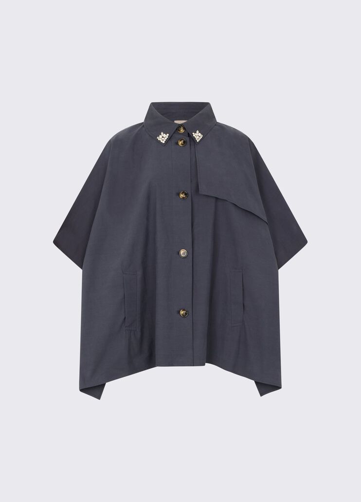 Trench-style poncho with bejewelled embellishment dark blue Liu Jo - medium