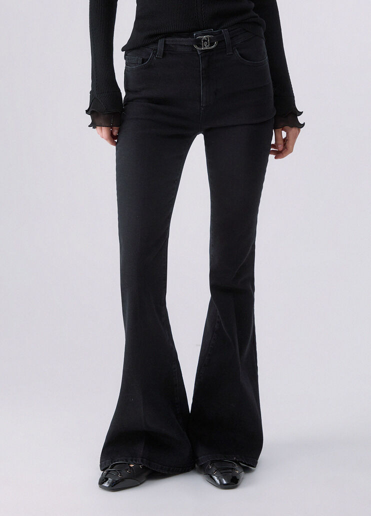 Jean bootcut taille haute denim noir Liu Jo - medium