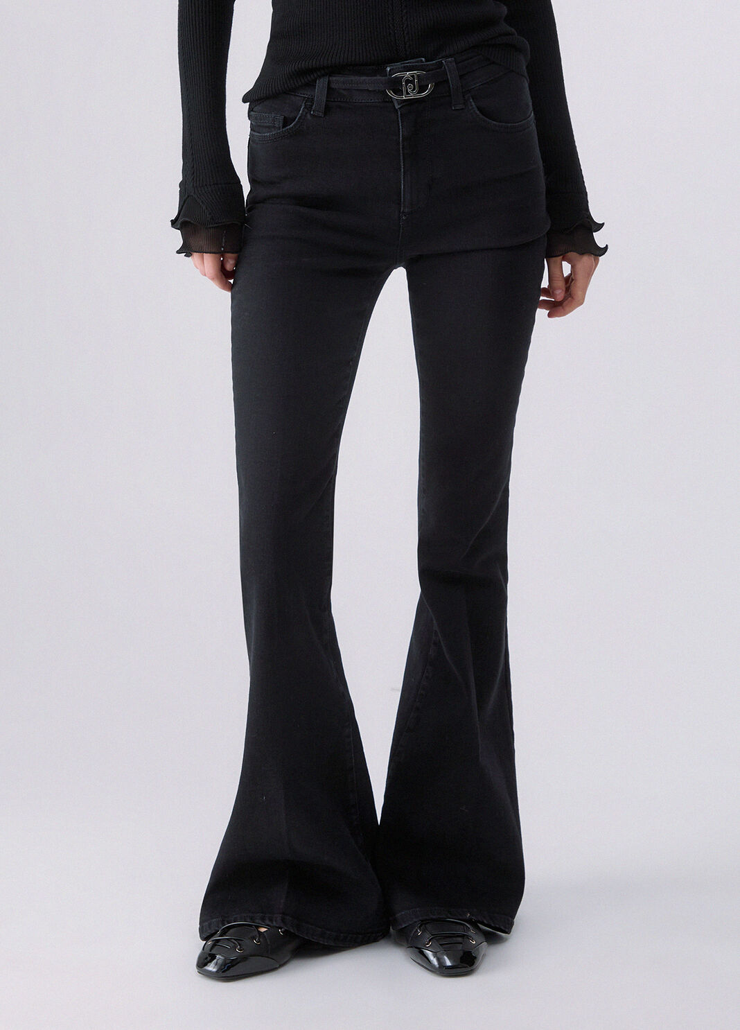 High-waisted bootcut jeans black denim Liu Jo - large image number 0