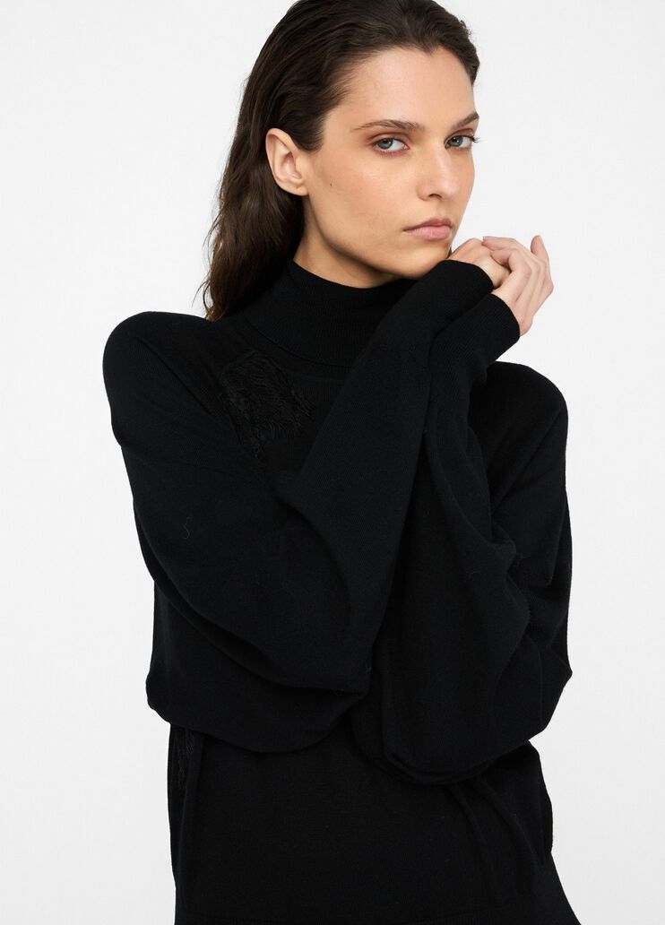 Шерстяная водолазка с кружевом черный Liu Jo - medium Шерстяная водолазка с кружевом черный Liu Jo - medium
