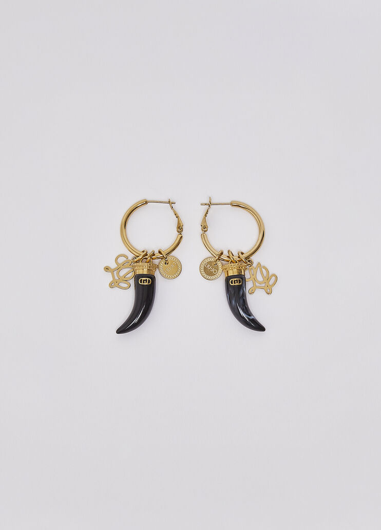Hoop earrings with charm black Liu Jo - medium