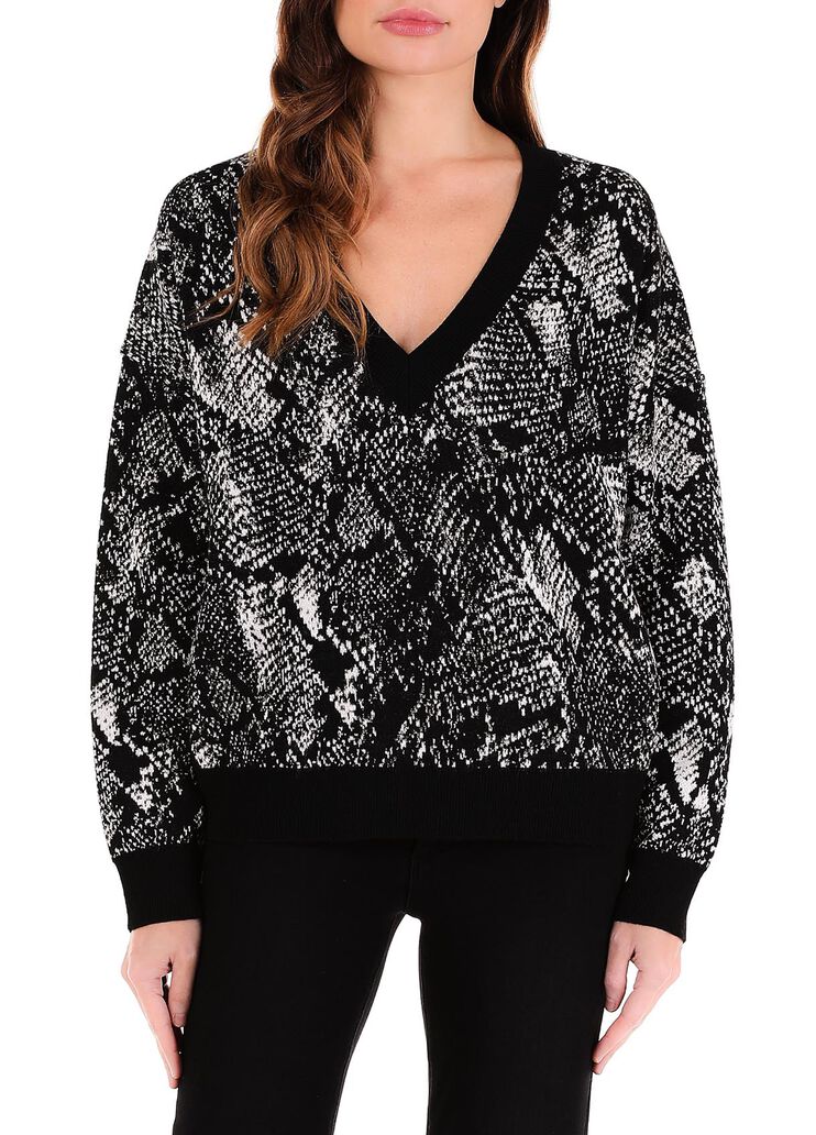 Pullover mit Python-Print Jacquard Schwarz/Python Liu Jo - large image number 0