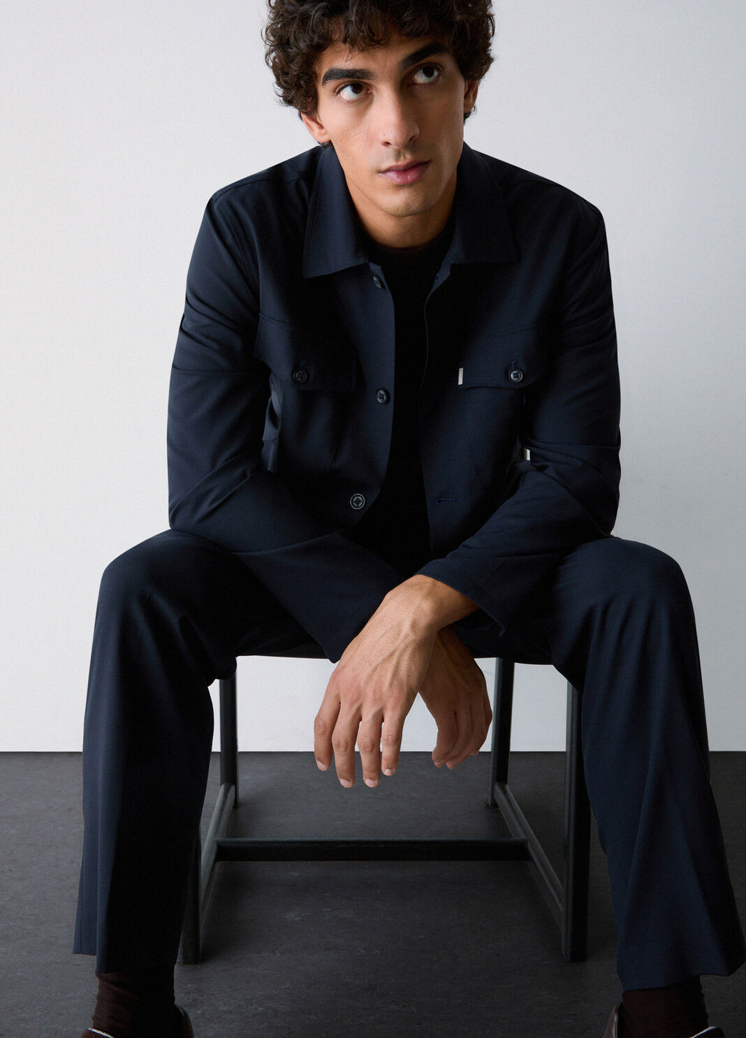 Giacca overshirt in misto lana blu scuro Liu Jo - large image number 3