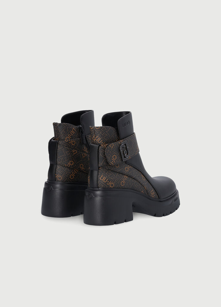 Ankle boots with monogram detail black/brown Liu Jo - large image number 3 Ankle boots with monogram detail black/brown Liu Jo - large image number 3