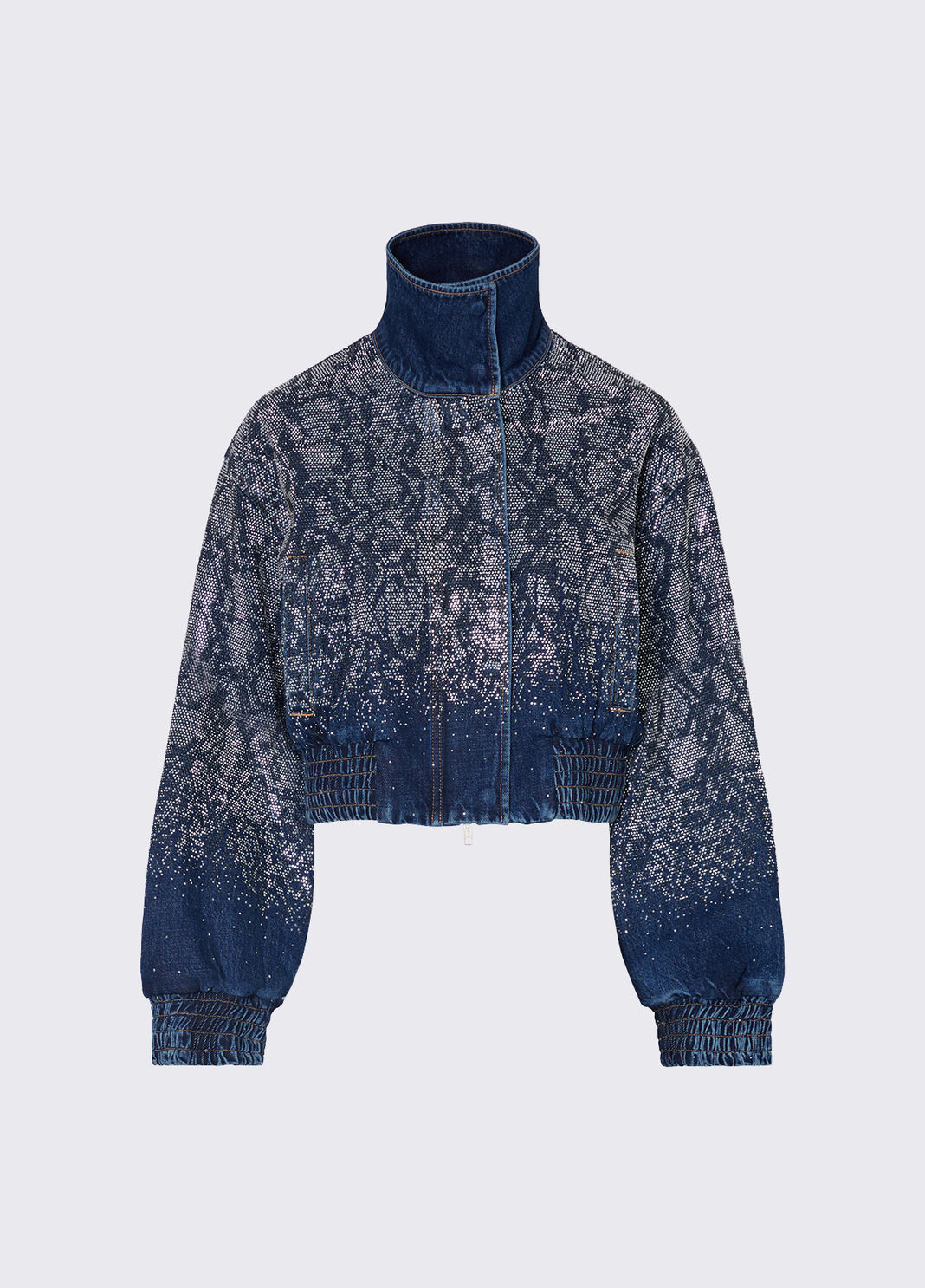 Bomber cropped in denim con strass denim blu Liu Jo - large image number 6