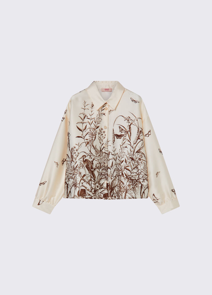 Рубашка из принтованного атласа сливочно-белый Liu Jo - medium