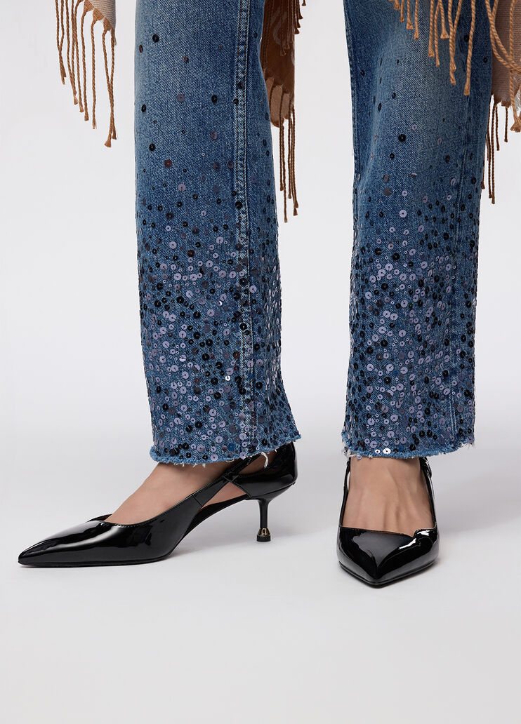 Straight-leg jeans with sequins blue denim Liu Jo - medium