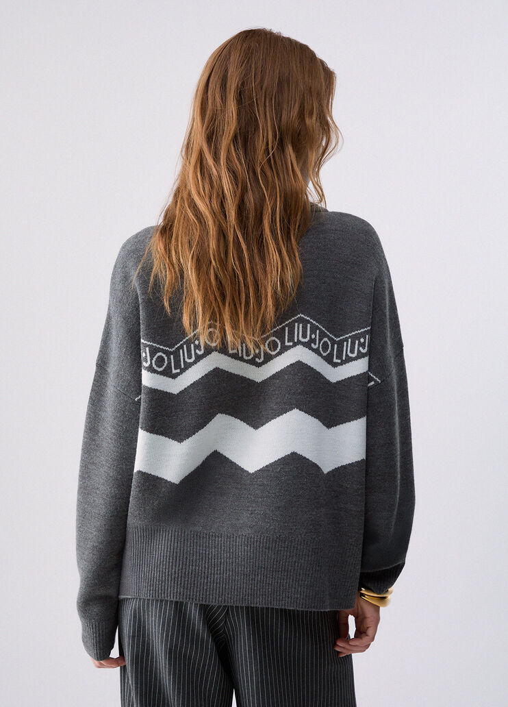 Jacquard Sweater in Wool Blend grey Liu Jo - medium