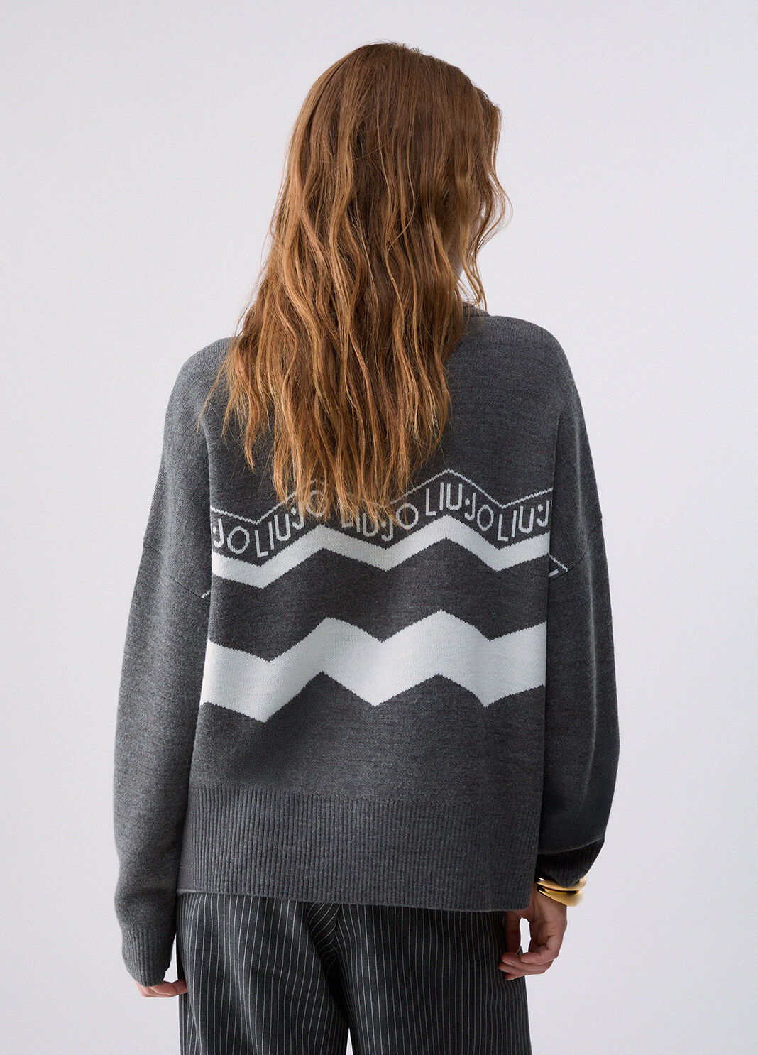 Jacquard Sweater in Wool Blend grey Liu Jo - large image number 1