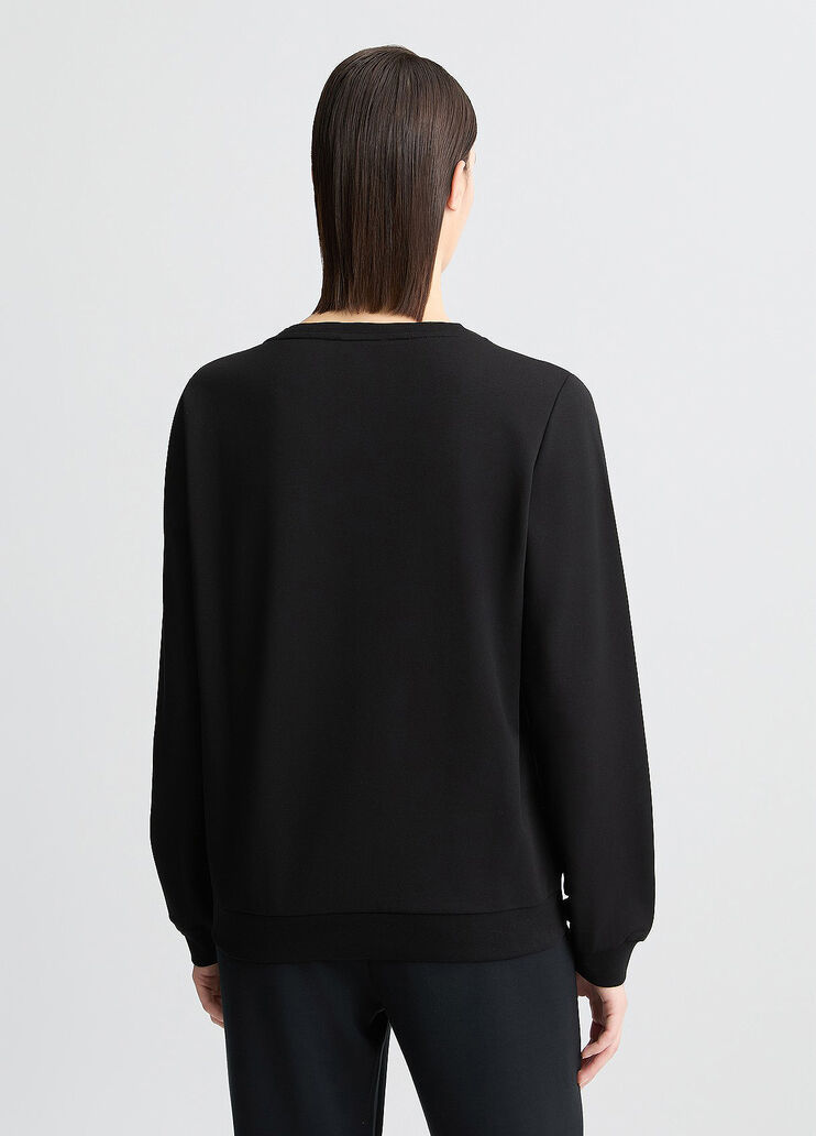 Sweatshirt with logo and gemstones black monogram Liu Jo - large image number 1 Sweatshirt with logo and gemstones black monogram Liu Jo - large image number 1