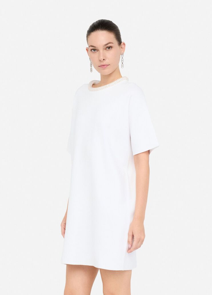 Abito corto in maglia bianco lana Liu Jo - large image number 3 Abito corto in maglia bianco lana Liu Jo - large image number 3