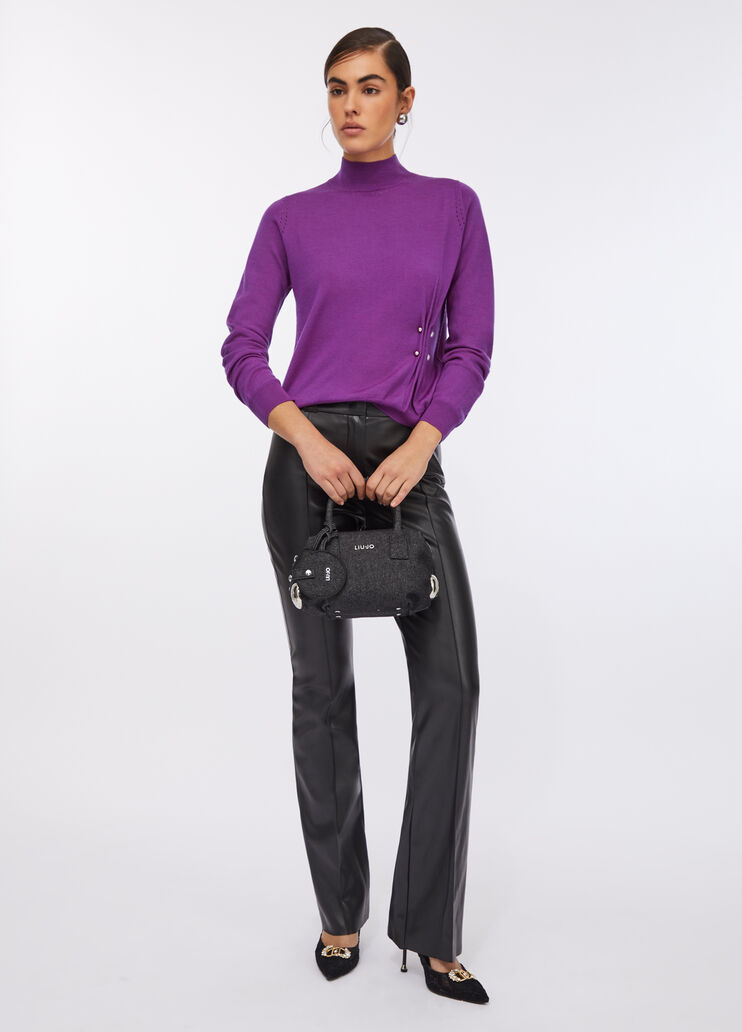 Wollpullover mit Perlen Violett Liu Jo - large image number 5