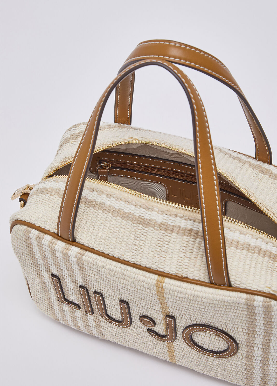 Medium bowling bag with lace detailing beige Liu Jo - large image number 6