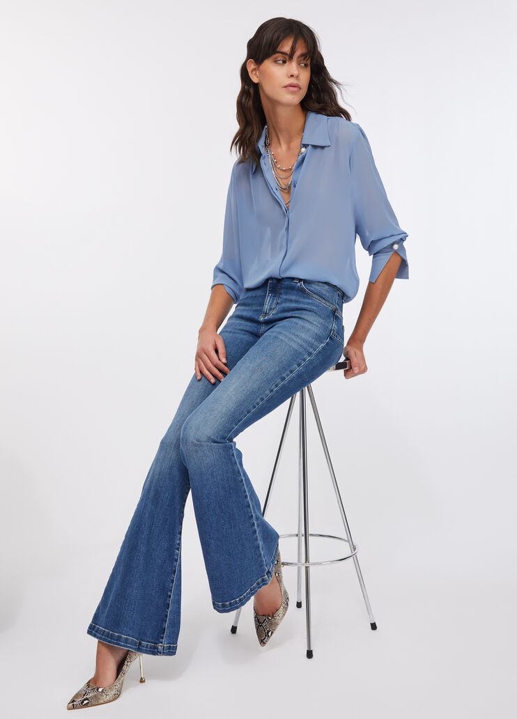 Bootcut jeans with belt Blue denim Liu Jo - large image number 2