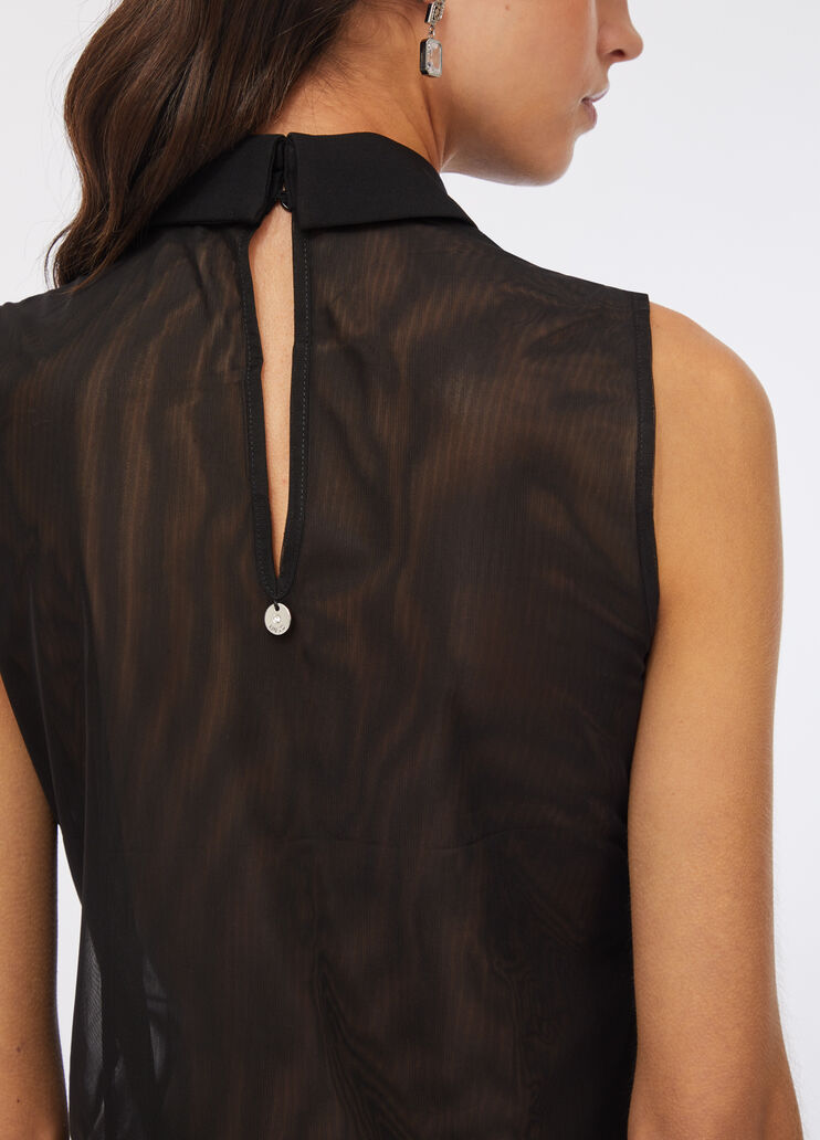 Tulle top with gemstones black Liu Jo - large image number 4