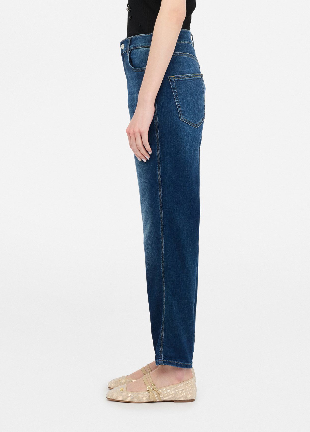 Carrot-fit high-rise jeans colour blue denim | Liu Jo