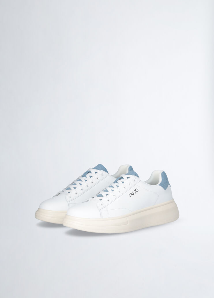 White platform sneakers white/denim Liu Jo - large image number 1 White platform sneakers white/denim Liu Jo - large image number 1