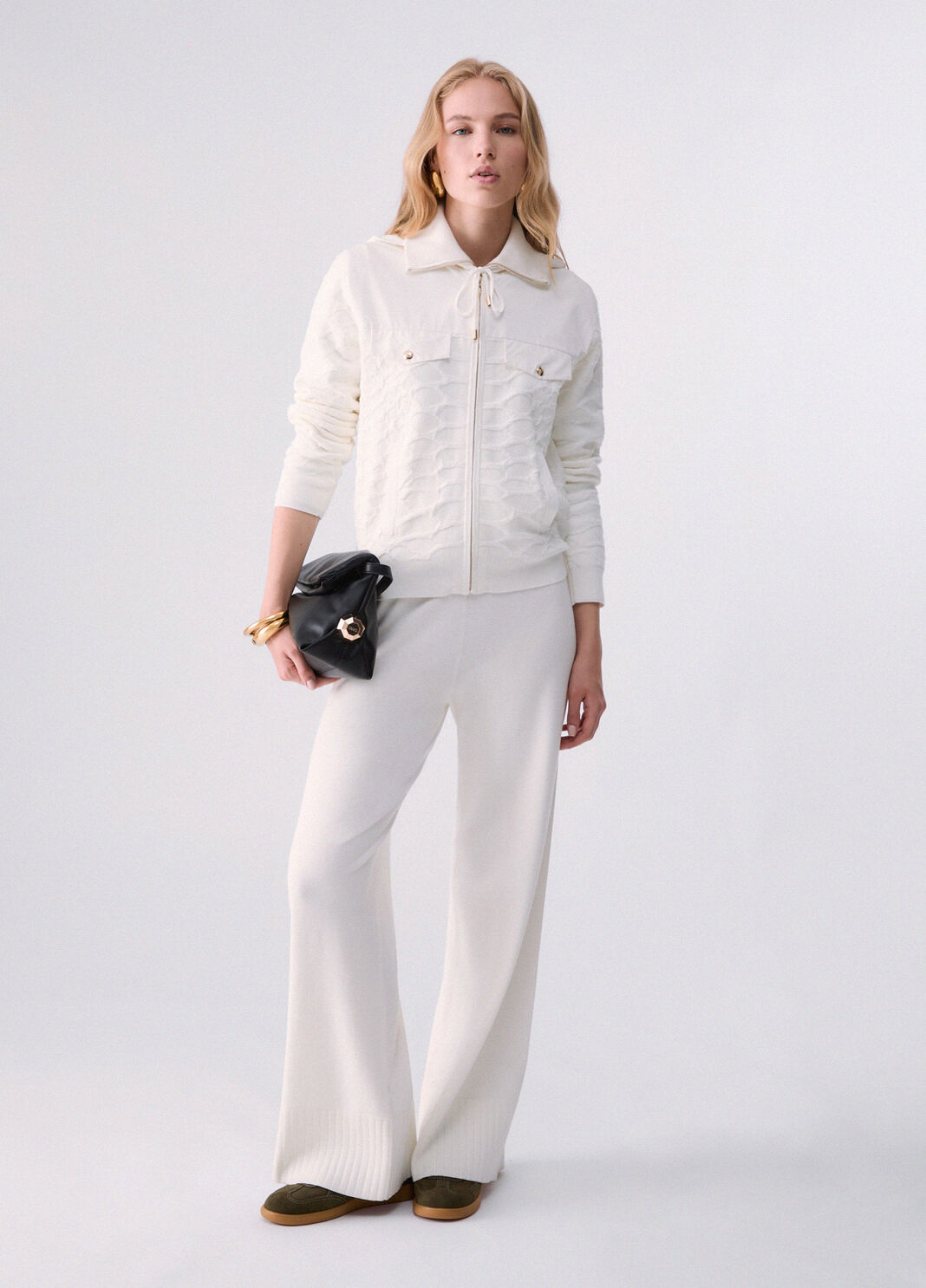 Hooded Zip-Up Sweater white wool Liu Jo - large image number 5
