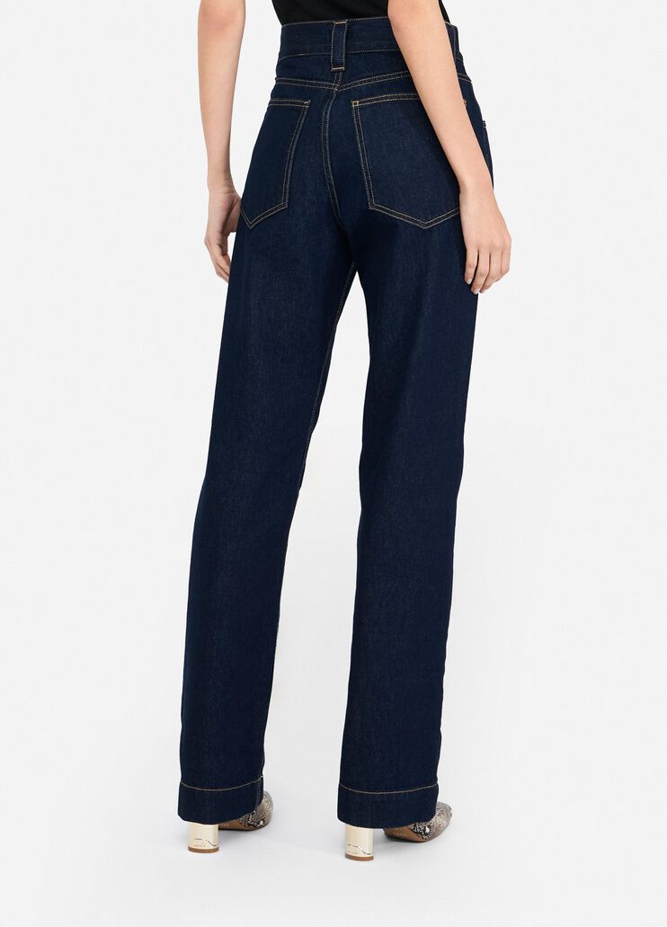 Straight jeans with jewelled beads dark blue denim Liu Jo - large image number 1 Straight jeans with jewelled beads dark blue denim Liu Jo - large image number 1