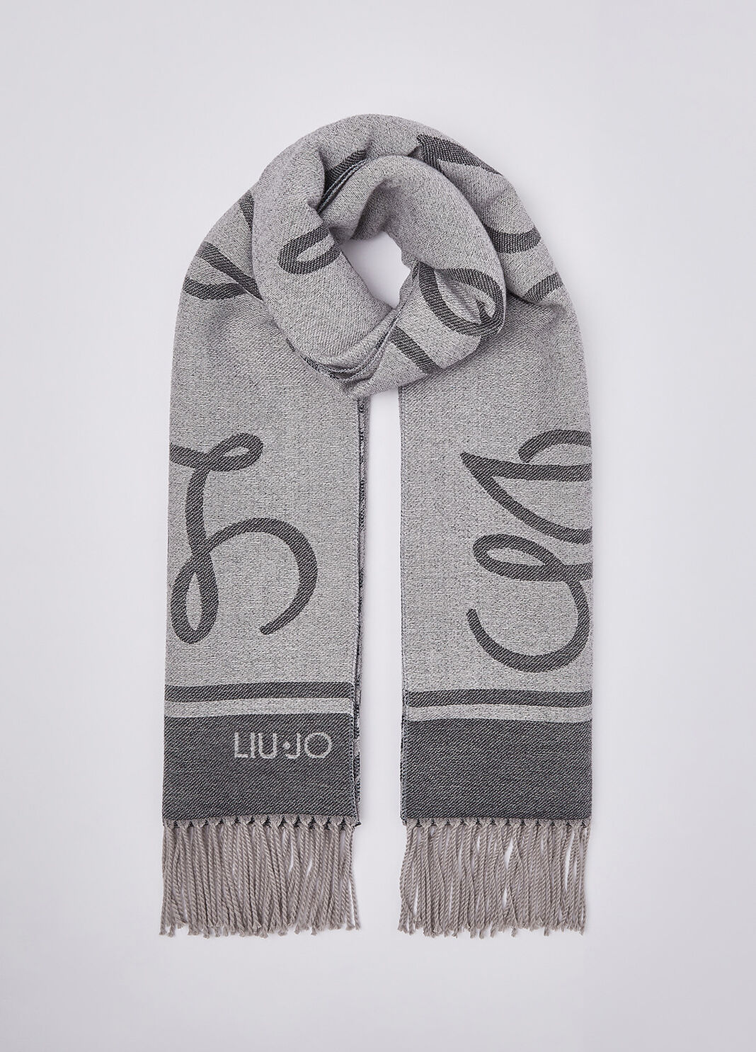 Jacquard Stole with Logo black Liu Jo - large image number 1