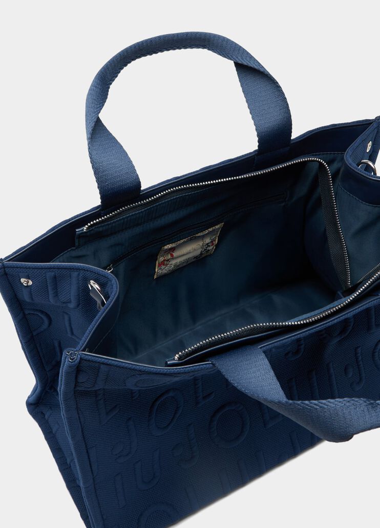 Cabas moyen modèle en maille bleu foncé Liu Jo - large image number 5