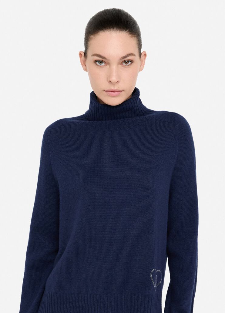 Pull à col roulé en laine et cachemire bleu foncé Liu Jo - medium Pull à col roulé en laine et cachemire bleu foncé Liu Jo - medium