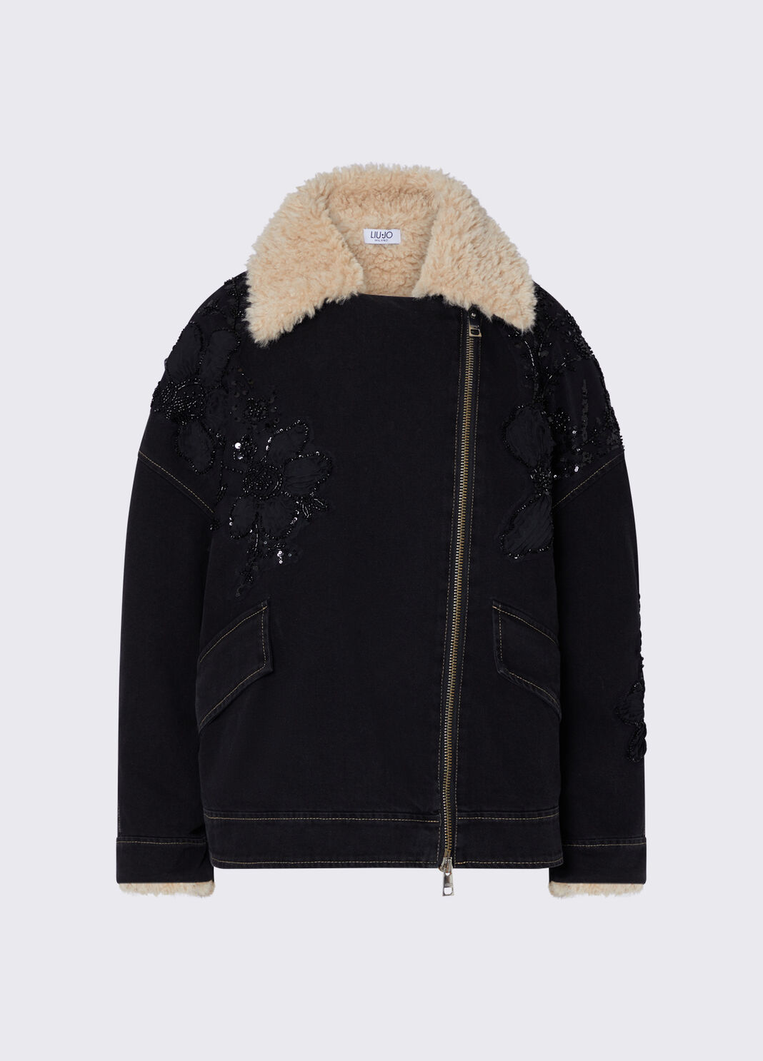 Denim jacket with teddy inserts black denim Liu Jo - large image number 6
