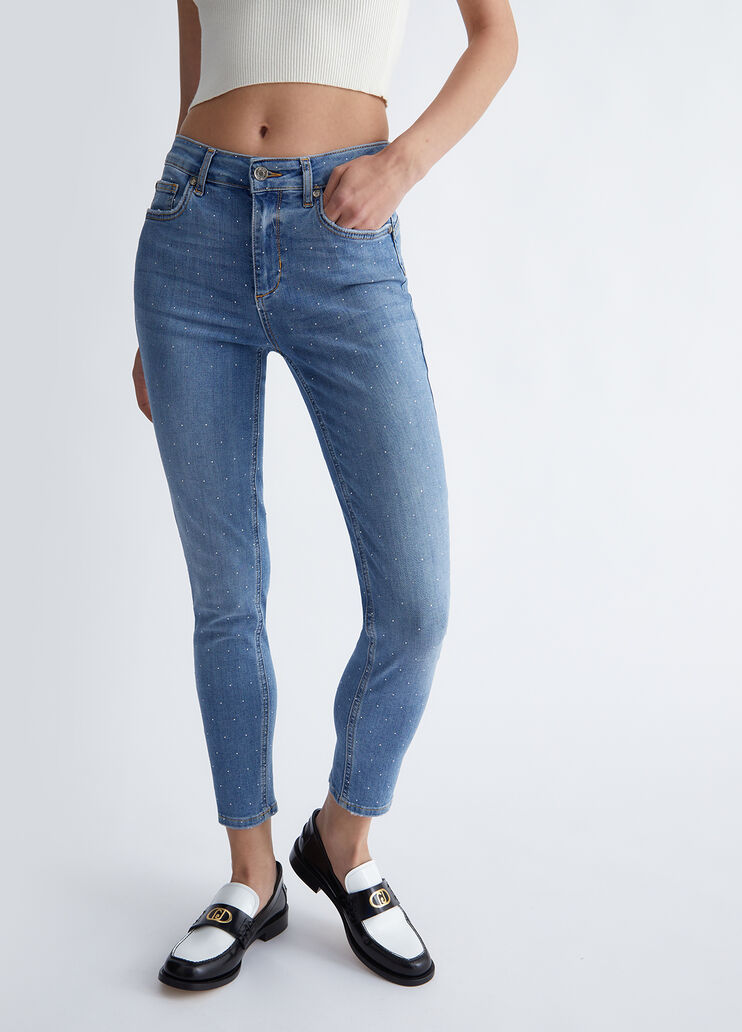 Jeans skinny con strass