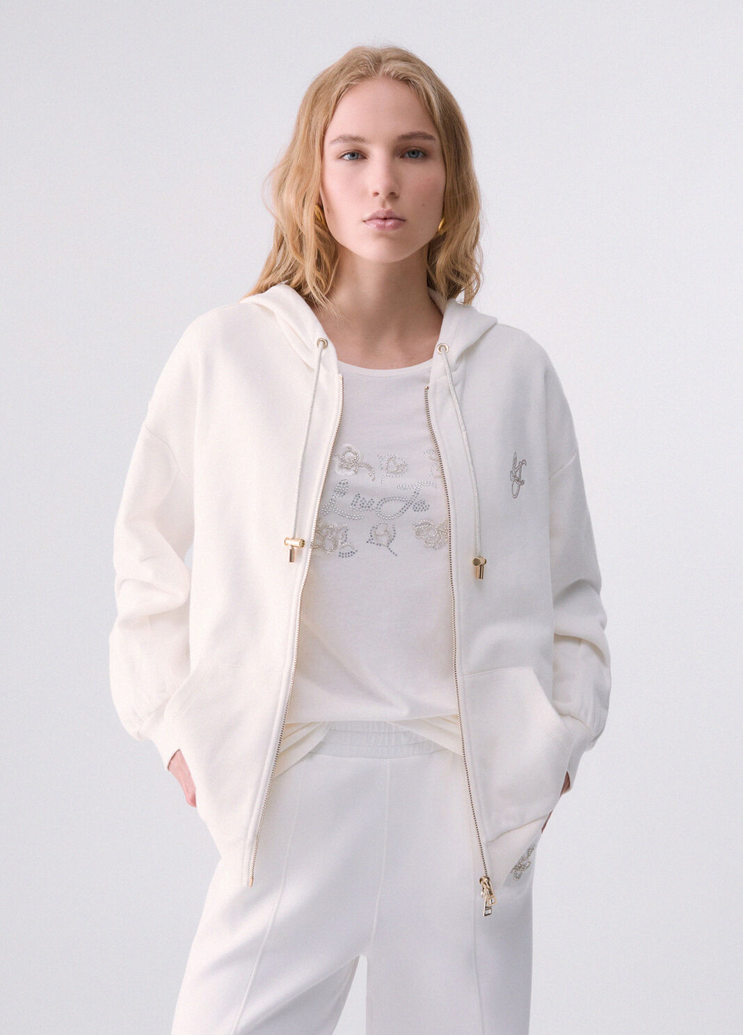Hoodie with Zip and Hood white wool Liu Jo - large image number 0