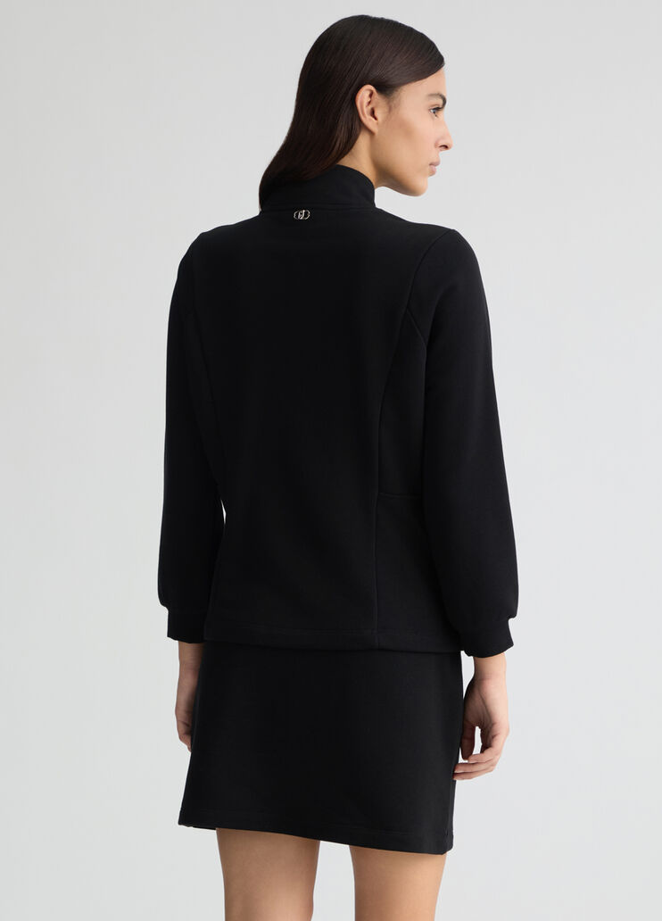 Sweatshirt with zip and rhinestones black Liu Jo - large image number 1 Sweatshirt with zip and rhinestones black Liu Jo - large image number 1