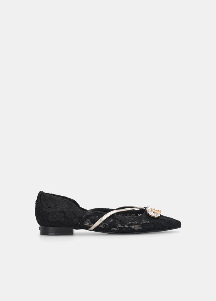 Ballerine in pizzo con logo gioiello nero Liu Jo - medium