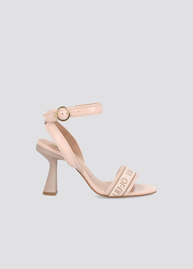 Heeled sandals with jacquard logo peach Liu Jo - large image number 0 Heeled sandals with jacquard logo peach Liu Jo - large image number 0