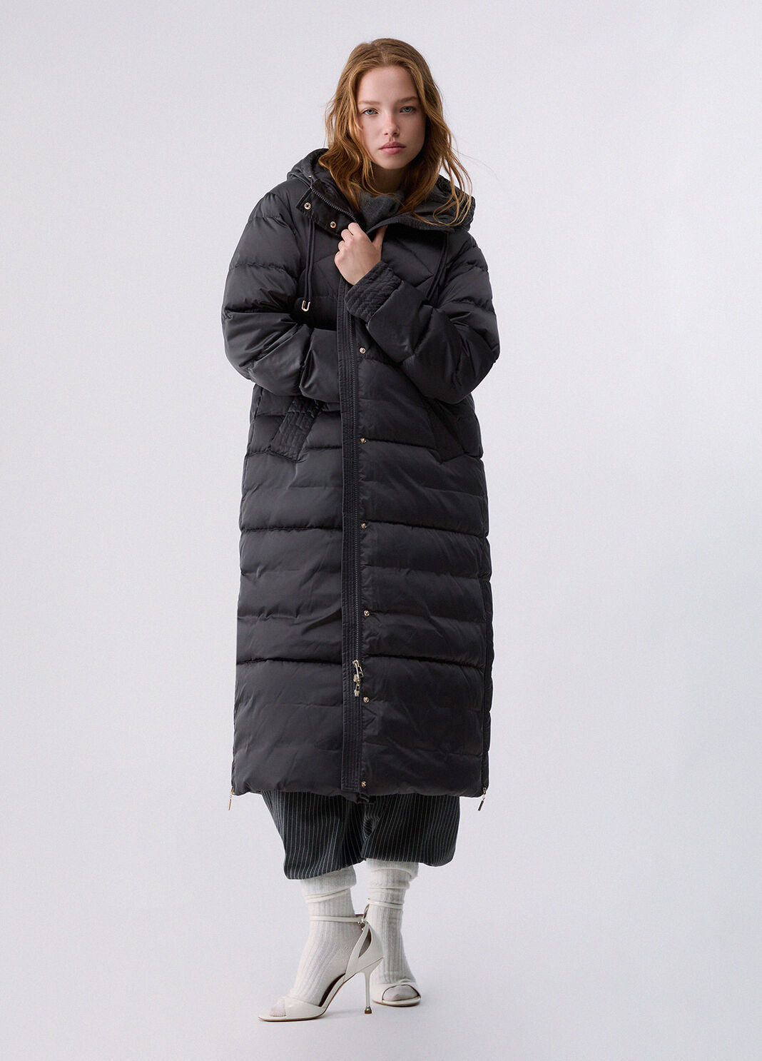 Long quilted down jacket with hood grey Liu Jo - large image number 0