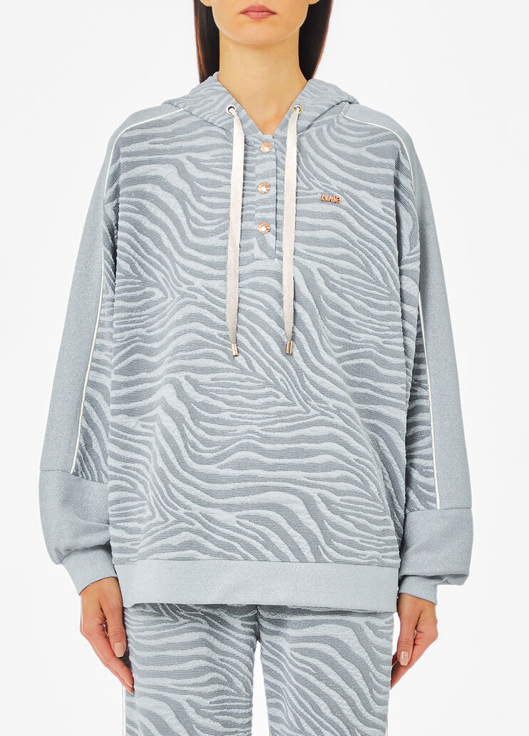 Jacquard-Sweatshirt mit Kapuze grau Liu Jo - medium