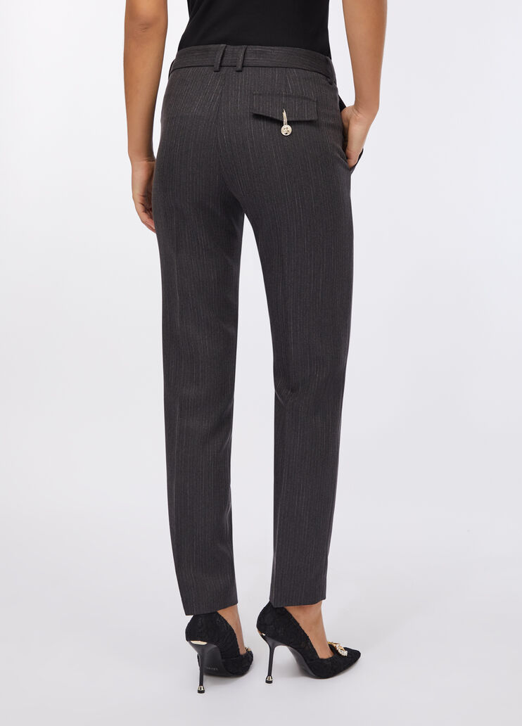 Pinstriped cigarette trousers pinstripe slate Liu Jo - large image number 1 Pinstriped cigarette trousers pinstripe slate Liu Jo - large image number 1