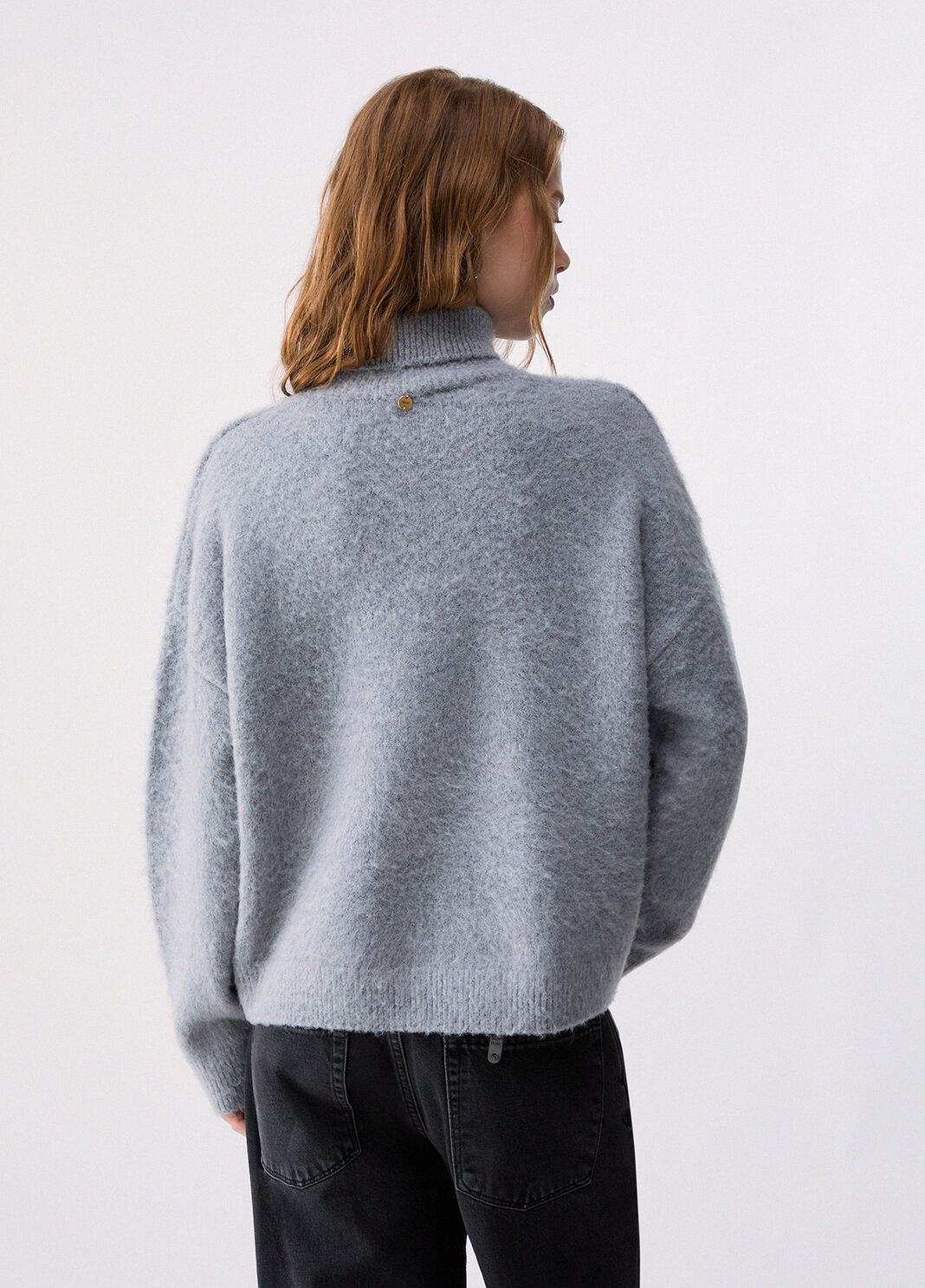 Turtleneck sweater in wool brushed grey m&eacute;lange Liu Jo - large image number 1