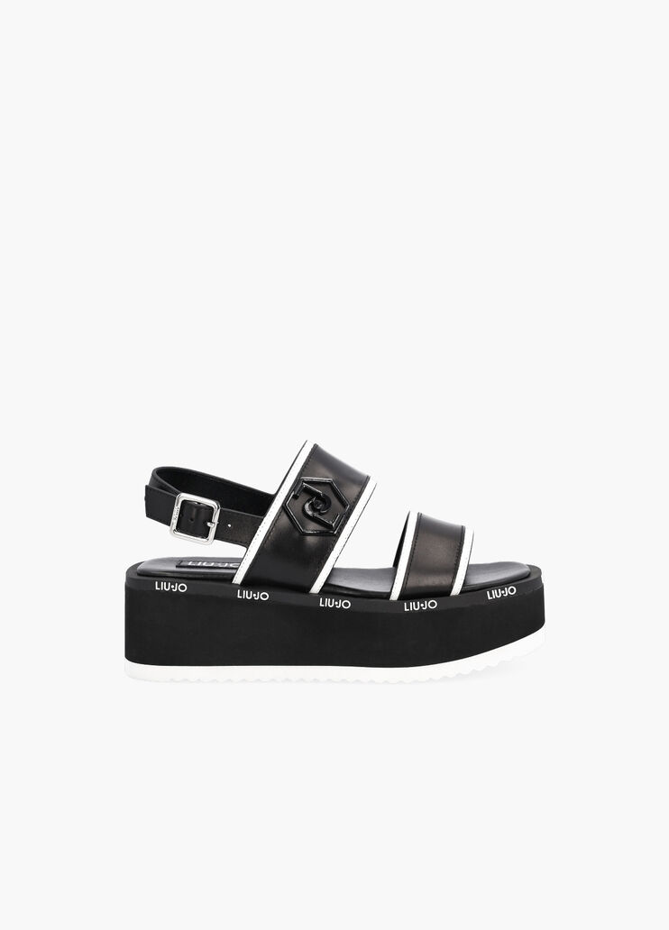 Platform sandals with logo black Liu Jo - large image number 0