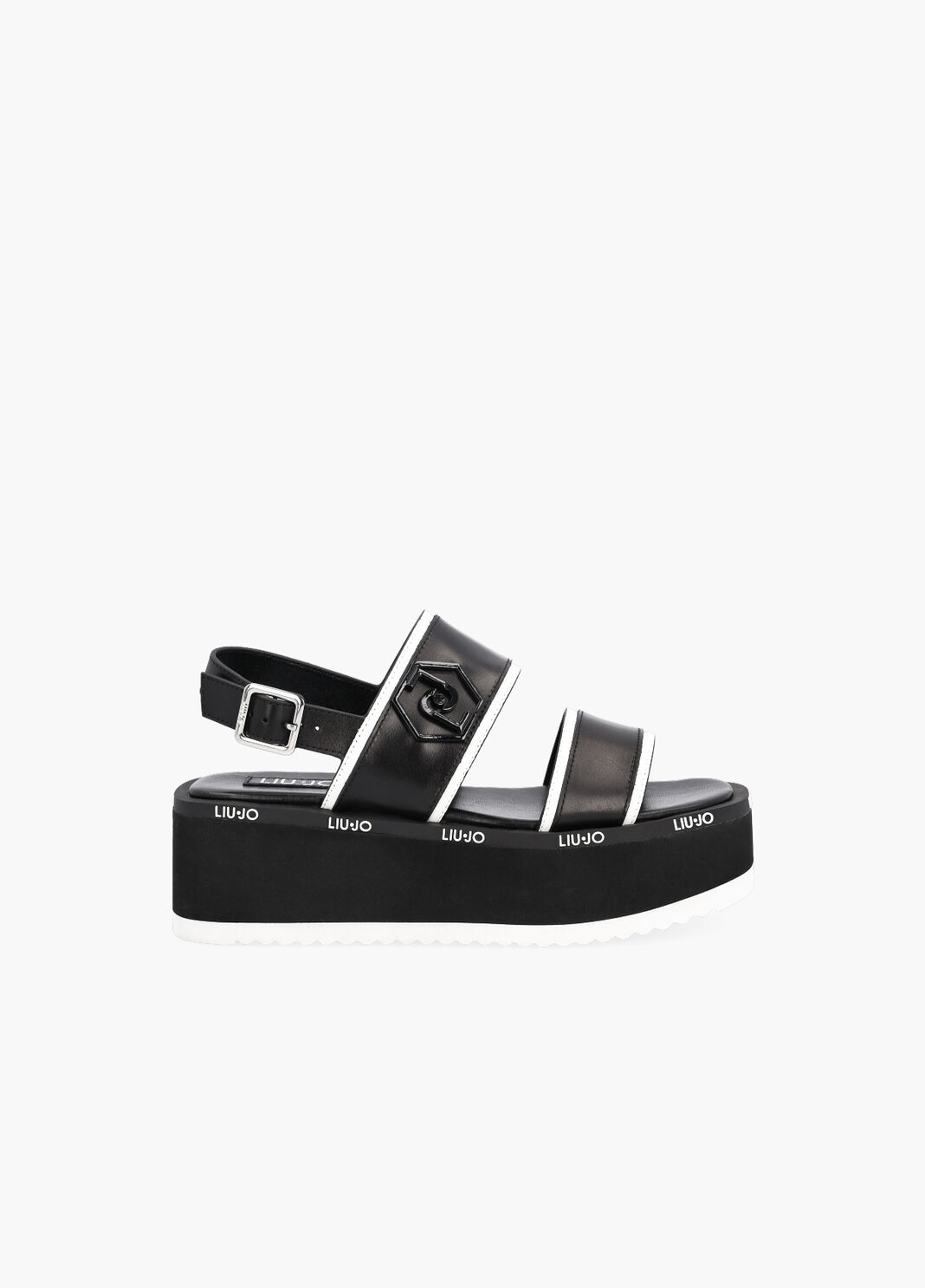 Platform sandals with logo black Liu Jo - large image number 0