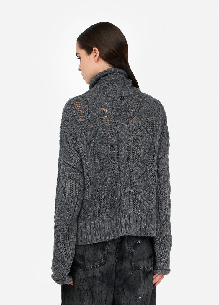 Jersey de cuello alto con pedrería gris Liu Jo - large image number 1 Jersey de cuello alto con pedrería gris Liu Jo - large image number 1